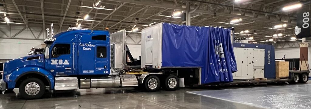 Example of a double drop curtainside trailer with the curtain partially open