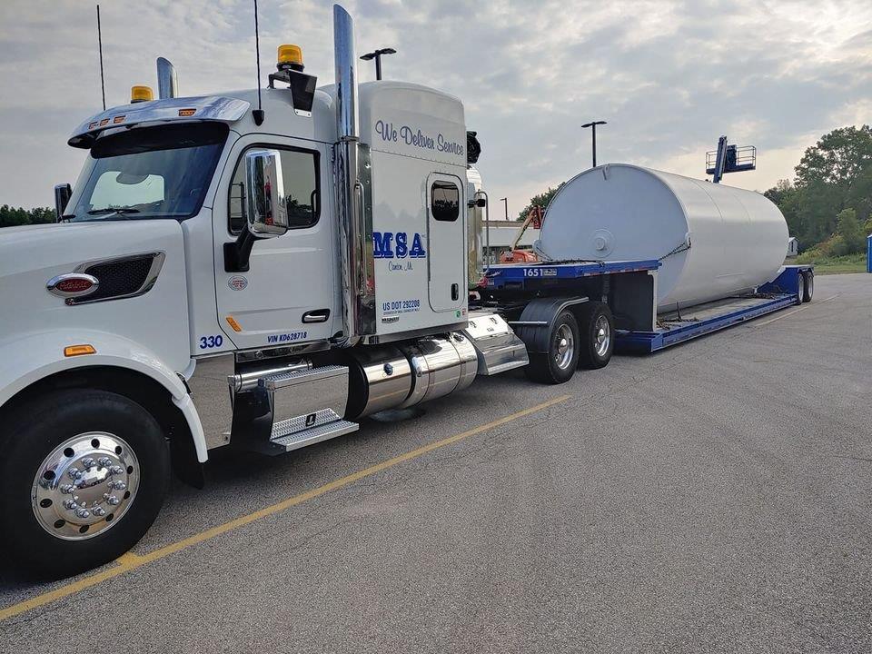 Open double drop trailers can be used for large pieces